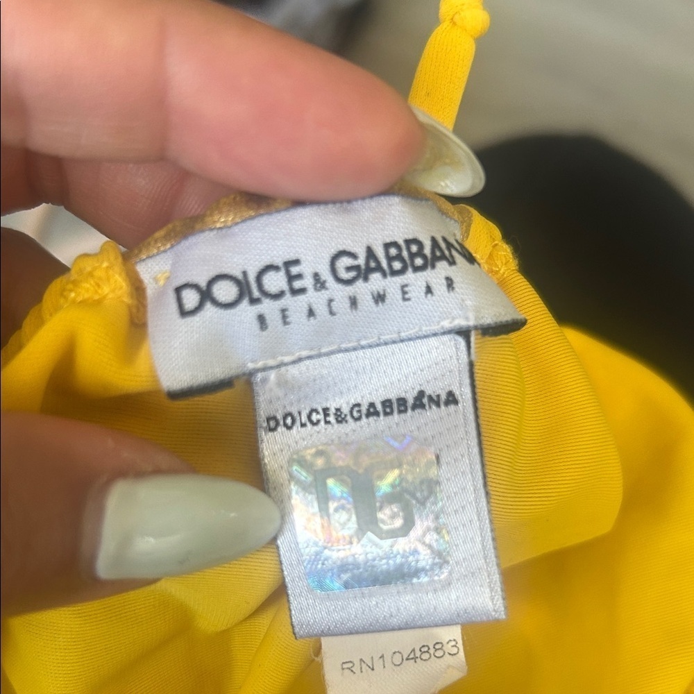Dolce & Gabbana Y2K Yellow Number Metallic Print Bikini Bottom Sz M - Picture 2 of 8